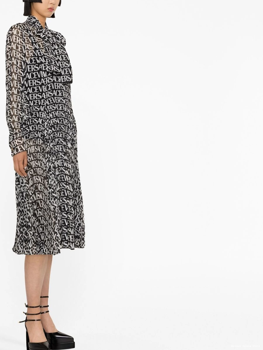 Affordable Women Versace silk shirtdress logo-print 0326